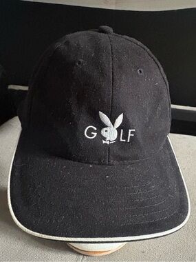 PLAYBOY Black Baseball Cap with White Logo and Trim